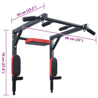 Produktbild för Pull Up Bar Dip Station Svart och Röd 89 x 59 x 70 cm