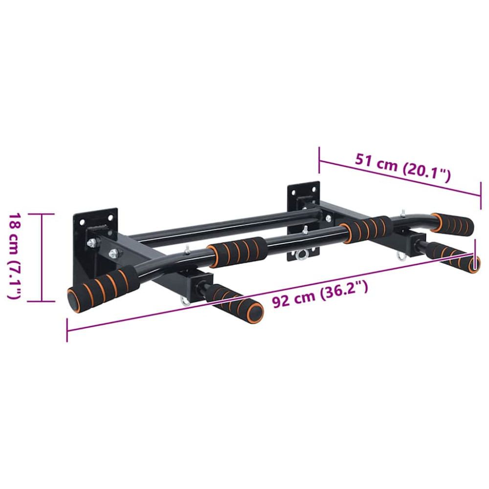 Produktbild för Pull Up Bar Svart och Röd 92 x 51 x 18 cm Pulverlackerat stål