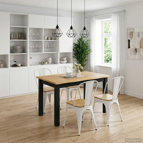 vidaXL Matbord EKAI Svart 112 x 70 x 76,5 cm Massiv furu