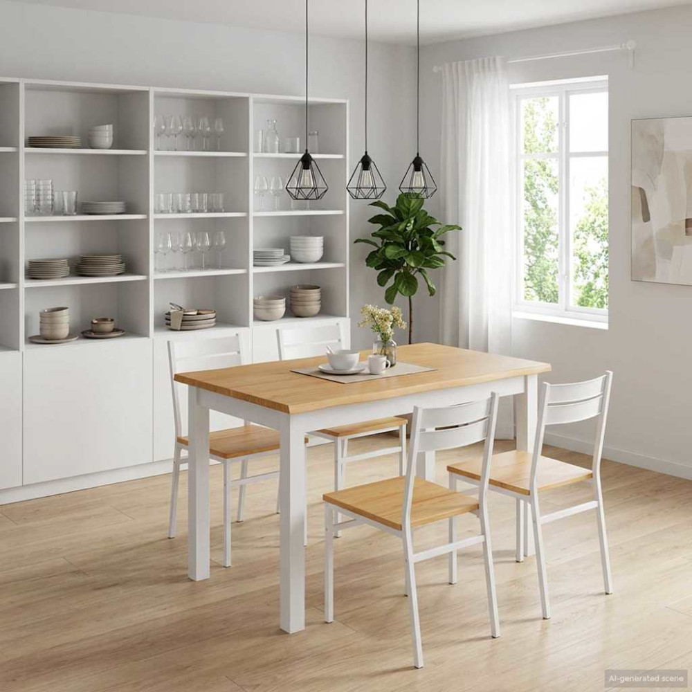 Produktbild för Matbord EKAI Vit 112 x 70 x 76,5 cm Massiv furu