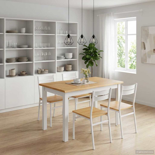 vidaXL Matbord EKAI Vit 112 x 70 x 76,5 cm Massiv furu