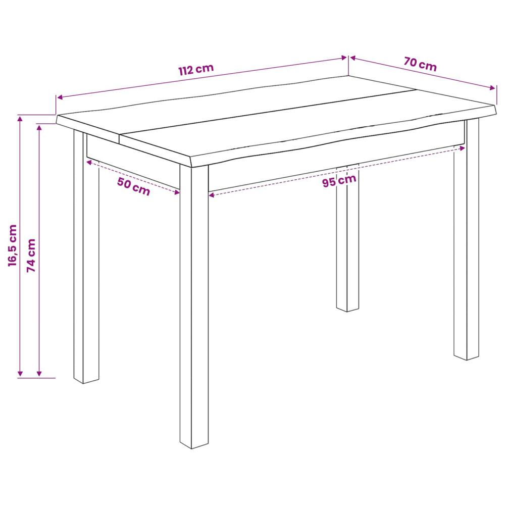 Produktbild för Matbord EKAI Vit 112 x 70 x 76,5 cm Massiv furu