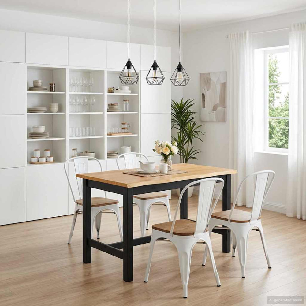 Produktbild för Högt Barbord EKAI Svart 112 x 70 x 91 cm Massiv furu