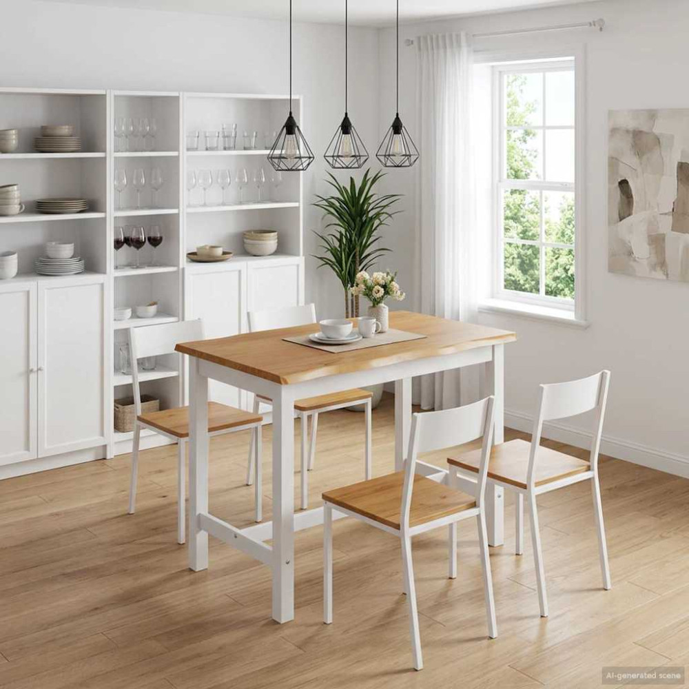 Produktbild för Högt Barbord EKAI Vit 112 x 70 x 91 cm Massiv furu