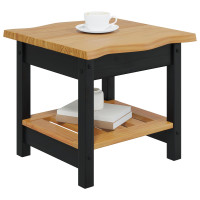 Produktbild för Sidobord med hylla EKAI Svart 50 x 50 x 45,5 cm Massiv furu