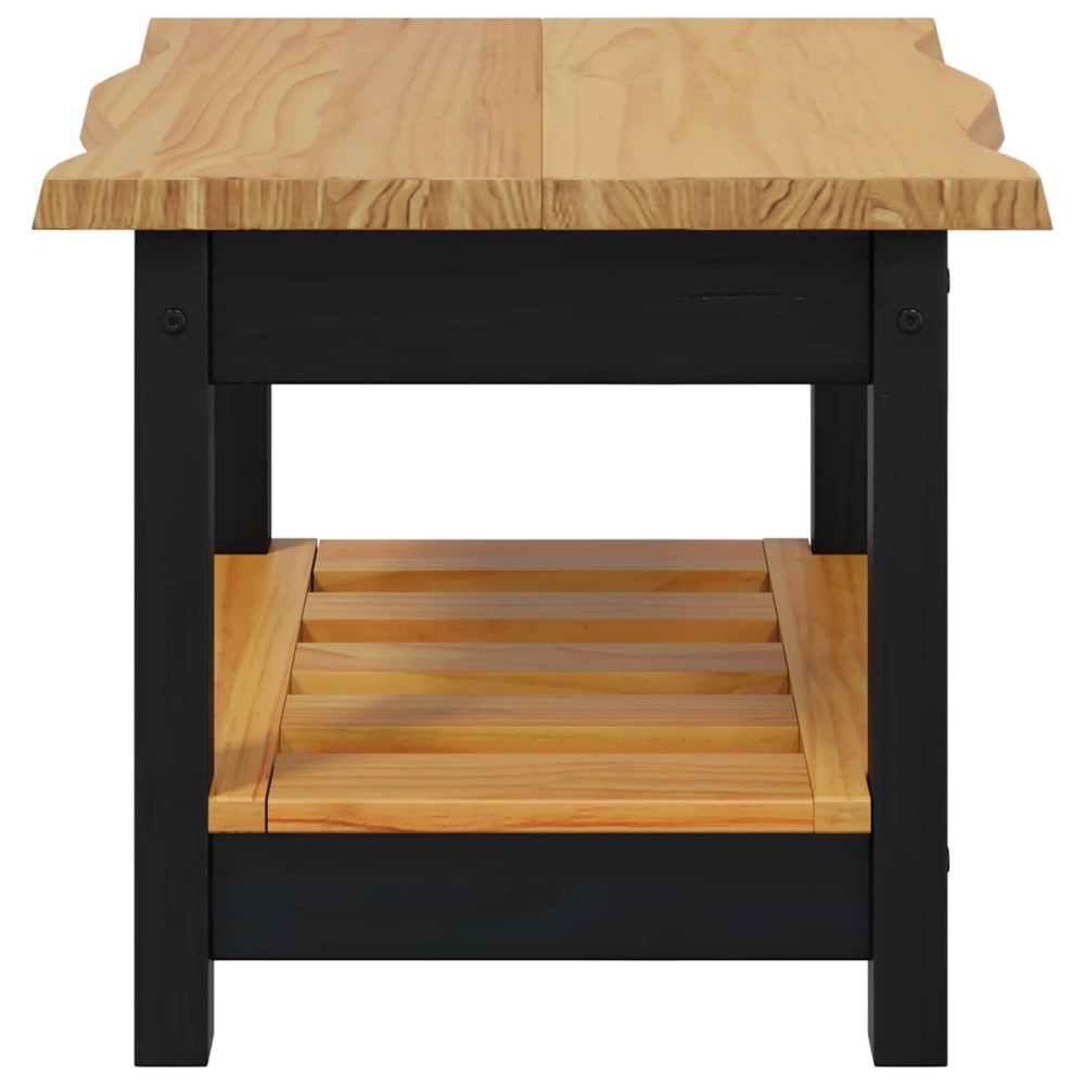 Produktbild för Sidobord med hylla EKAI Svart 50 x 50 x 45,5 cm Massiv furu
