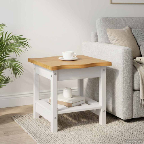 vidaXL Sidobord med hylla EKAI Vit 50 x 50 x 45,5 cm Massiv furu