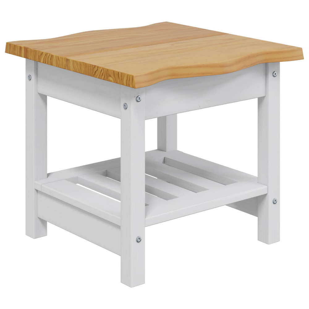 Produktbild för Sidobord med hylla EKAI Vit 50 x 50 x 45,5 cm Massiv furu