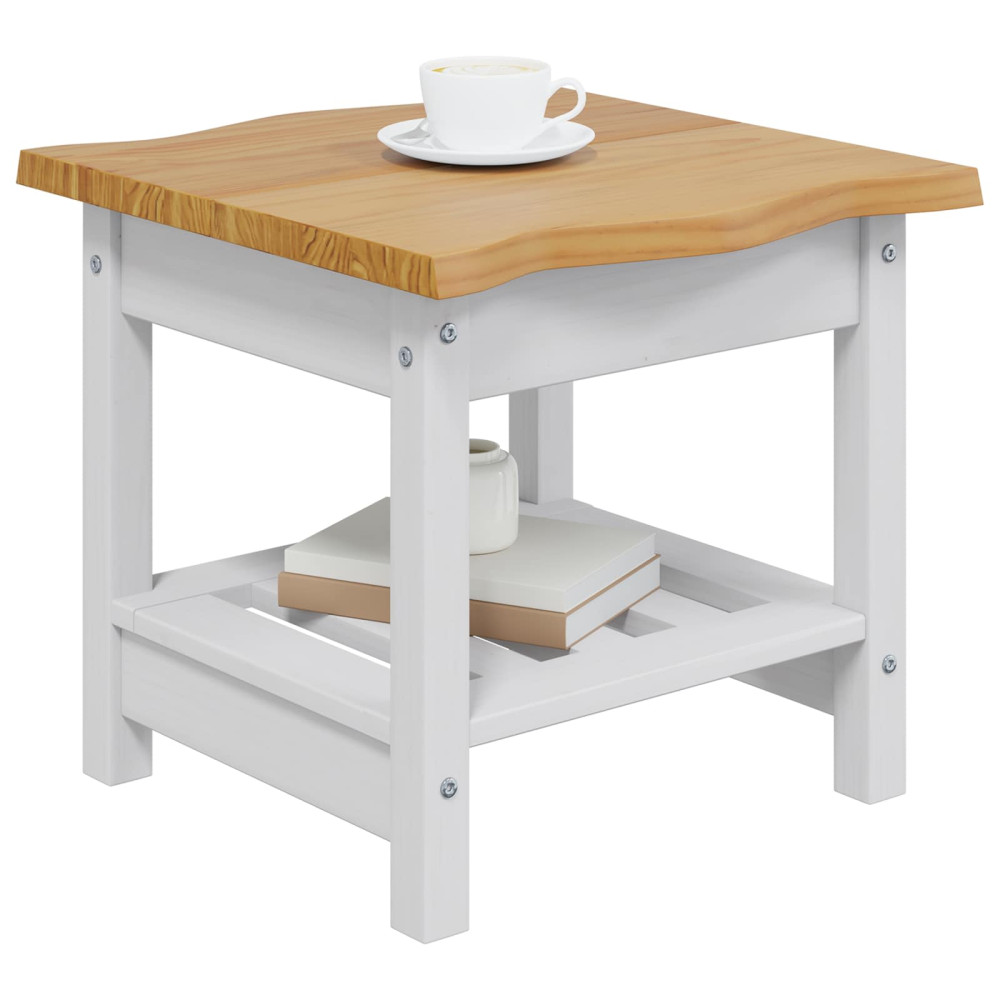 Produktbild för Sidobord med hylla EKAI Vit 50 x 50 x 45,5 cm Massiv furu
