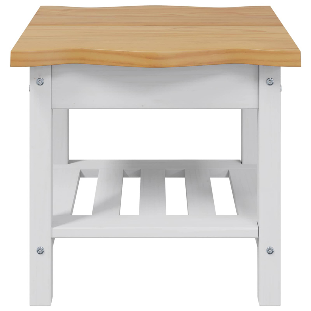 Produktbild för Sidobord med hylla EKAI Vit 50 x 50 x 45,5 cm Massiv furu