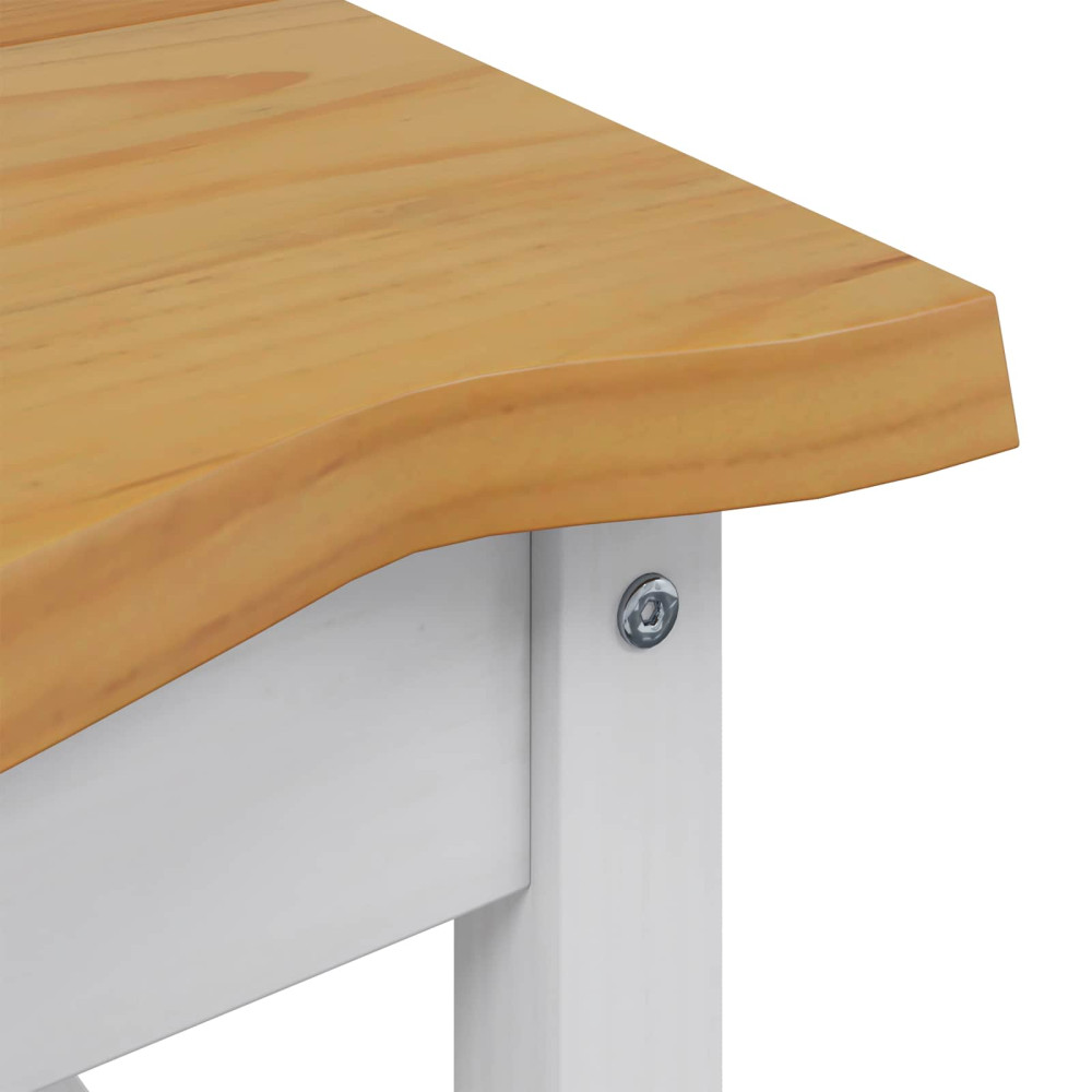 Produktbild för Sidobord med hylla EKAI Vit 50 x 50 x 45,5 cm Massiv furu