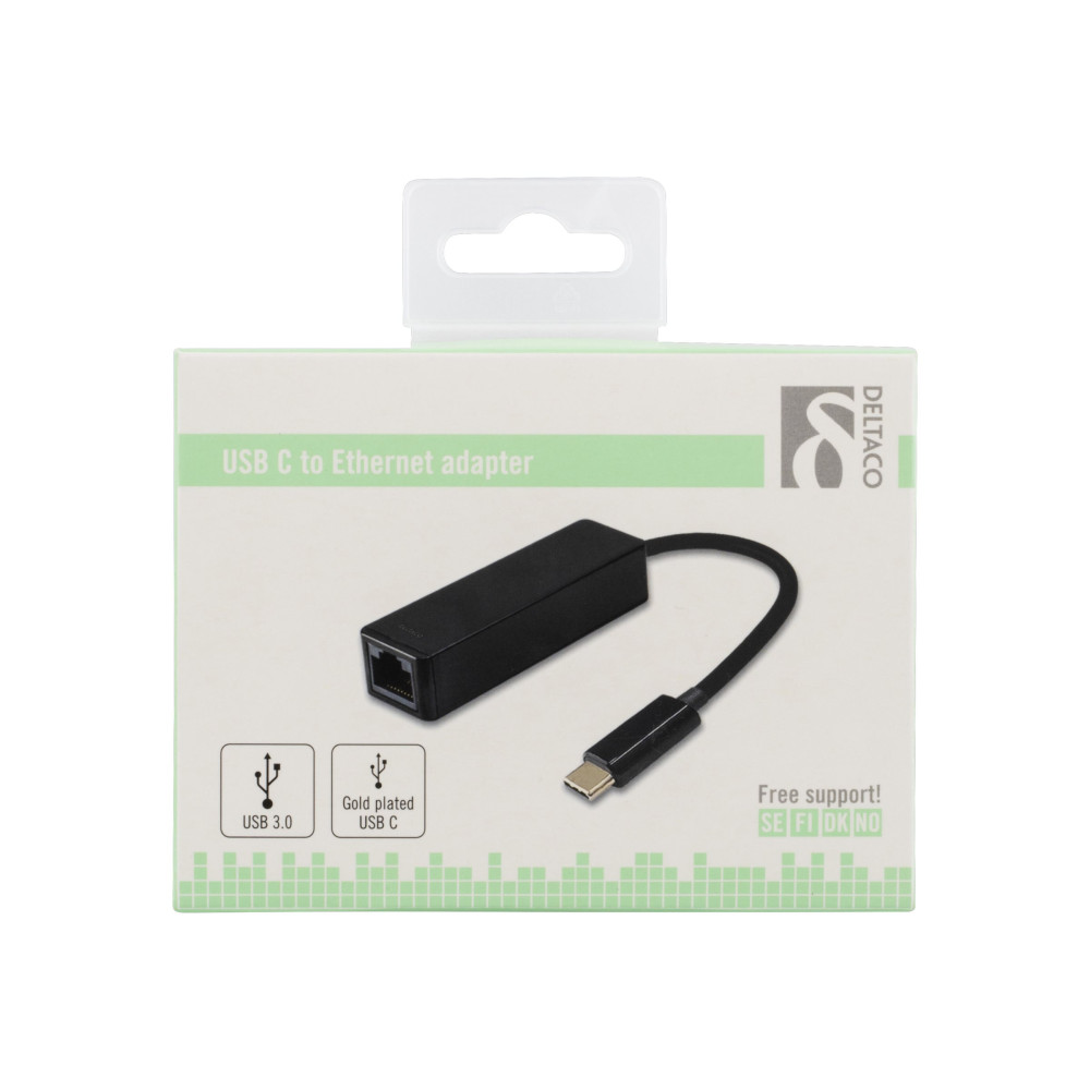 Produktbild för DELTACO USBC-GIGA - nätverksadapter - USB 3.1 - Gigabit Ethernet