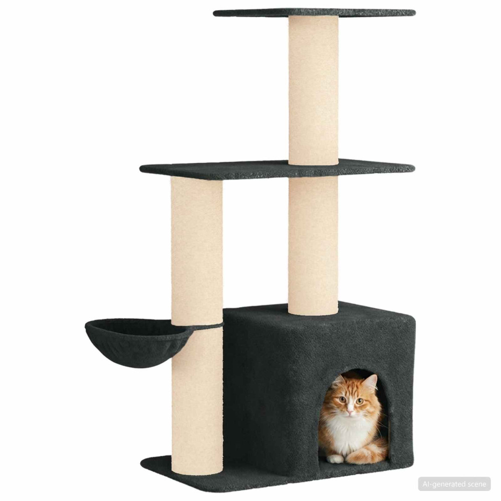 Produktbild för Kattträd med sisal klöspelare Mörkgrå 133 cm