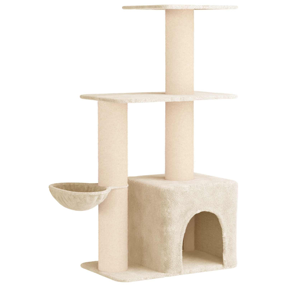 Produktbild för Kattträd med sisal klöspelare Gräddvit 133 cm