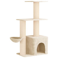 Produktbild för Kattträd med sisal klöspelare Gräddvit 133 cm