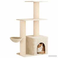 Produktbild för Kattträd med sisal klöspelare Gräddvit 133 cm