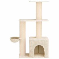 Produktbild för Kattträd med sisal klöspelare Gräddvit 133 cm
