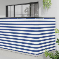 Produktbild för Balkongskärm 150 x 400 cm Tyg med PU-beläggning Blå och Vit