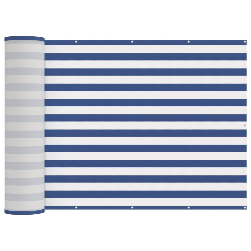 Produktbild för Balkongskärm 150 x 500 cm Tyg med PU-beläggning Blå och Vit