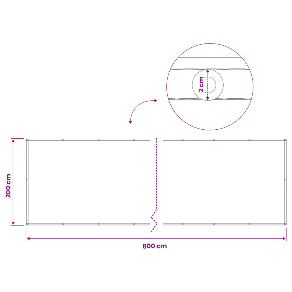 Produktbild för Balkongskärm 200 x 800 cm Tyg med PU-beläggning Blå och Vit