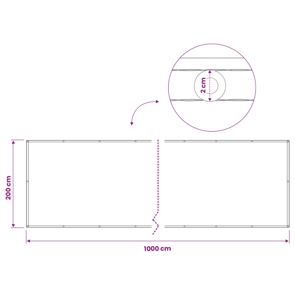 Produktbild för Balkongskärm 200 x 1000 cm Tyg med PU-beläggning Blå