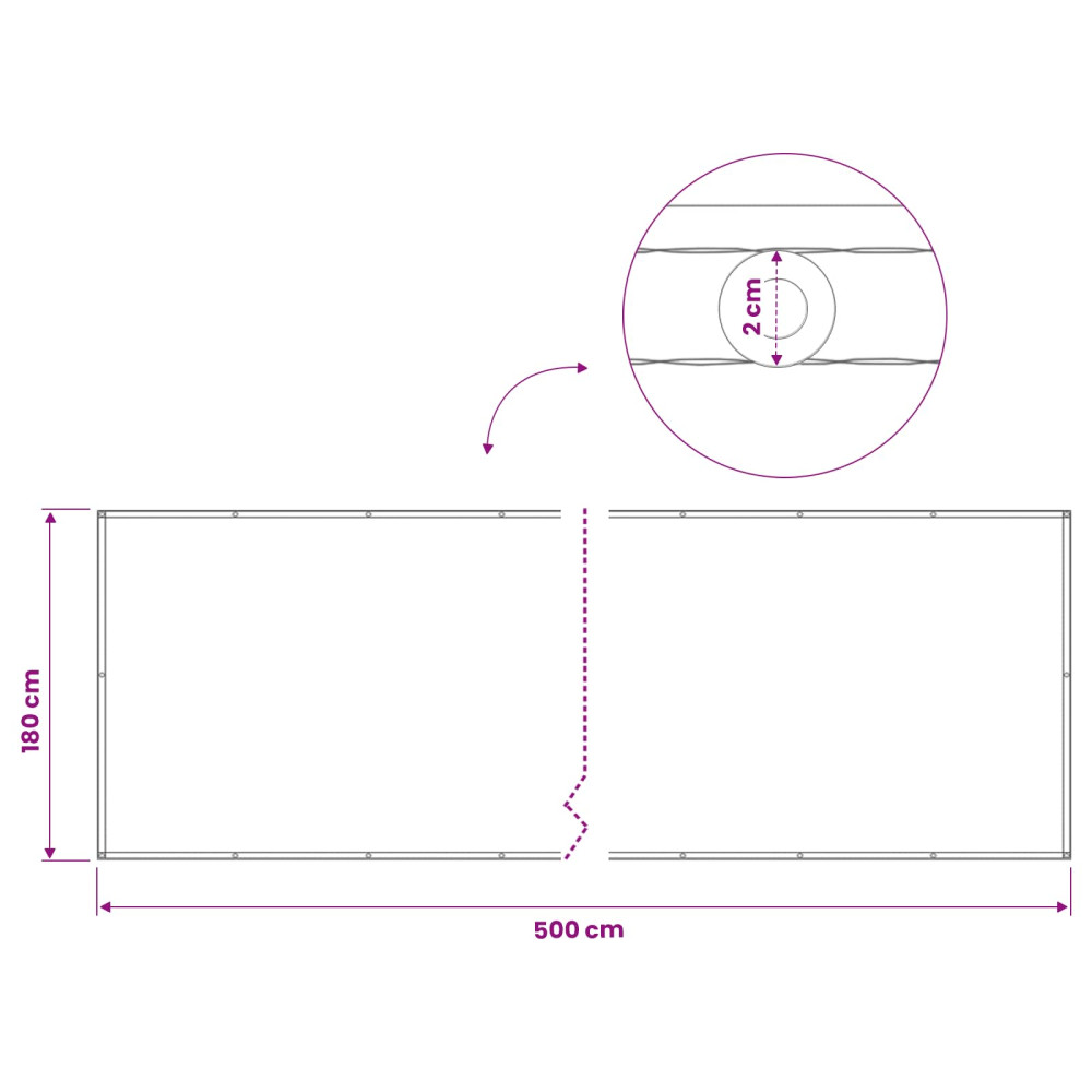 Produktbild för Balkongskärm 180 x 500 cm Tyg med PU-beläggning Svart