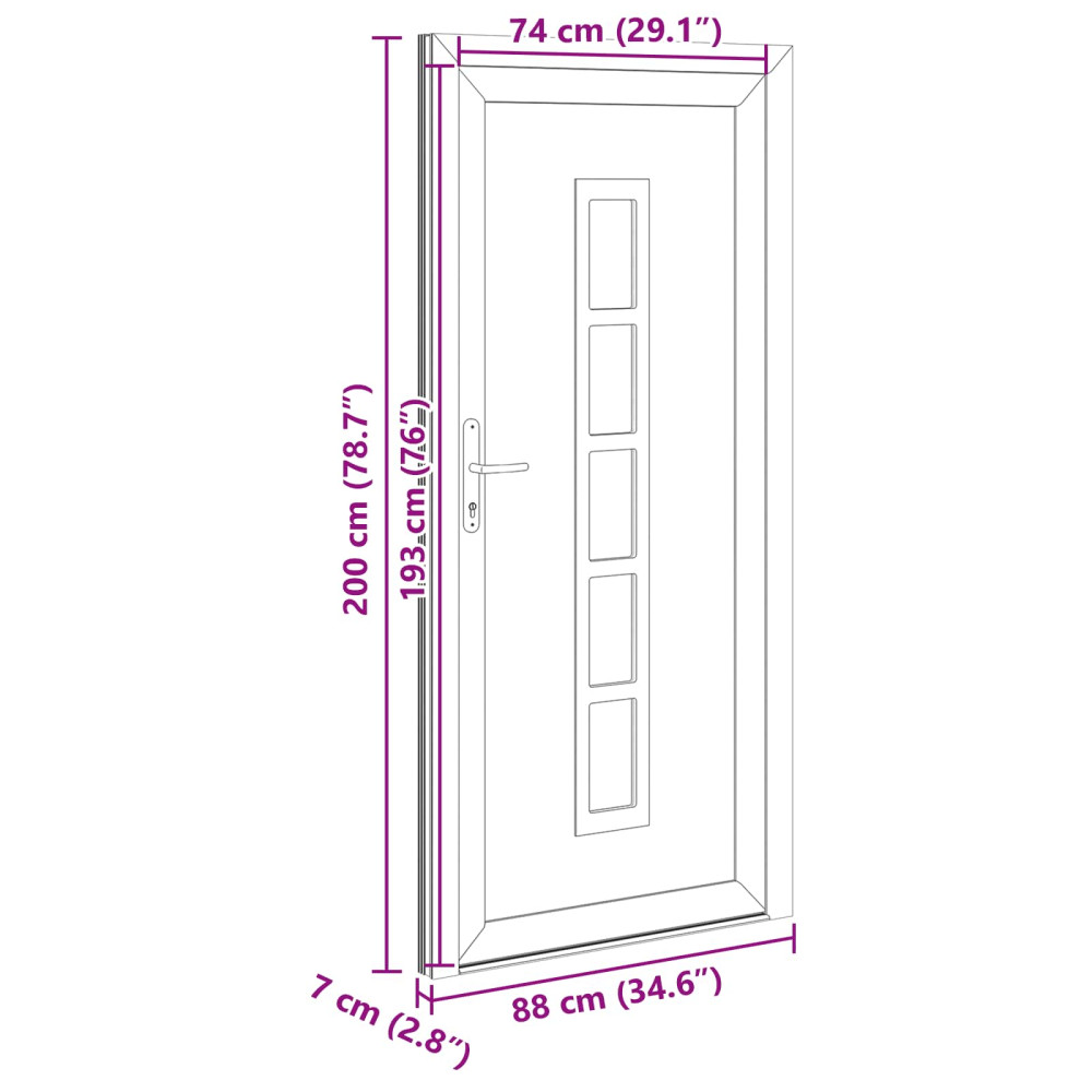 Produktbild för Framdörr Antracit 88 x 200 cm PVC