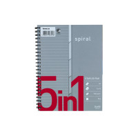Produktbild för Bantex anteckningsblock med spiral A5+ 5in1 med linjer 5x15...