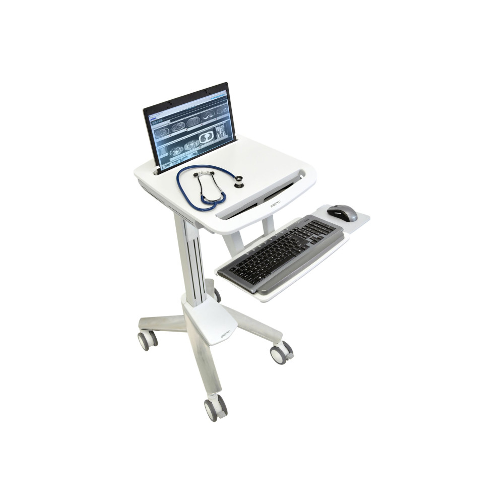 Produktbild för Ergotron StyleView sv40 vagn - Konstant kraftteknik - för bärbar dator/tangentbord/mus/streckkodsskanner - lätta arbeten - grå, vit, polerat aluminium