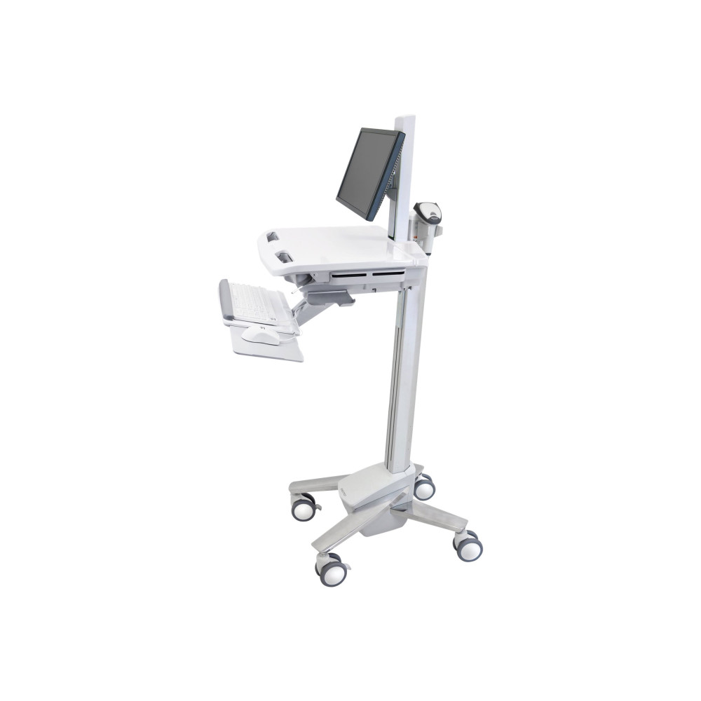 Produktbild för Ergotron StyleView sv40 vagn - Konstant kraftteknik - för LCD-skärm/tangentbord/mus/processor/anteckningsbok/streckkodsläsare - med LCD-led - grå, vit, polerat aluminium