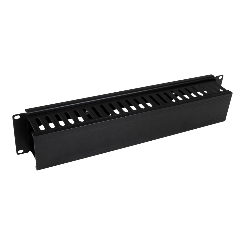 Produktbild för StarTech.com 2U horisontell kanalpanel för kabelhantering med fingrar och lock för hylla - rackpanel för kabelhantering - 2U