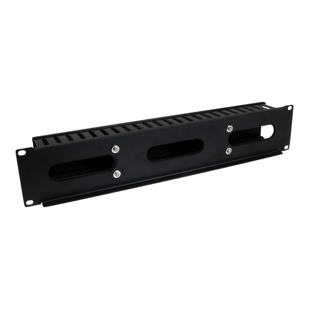 Produktbild för StarTech.com 2U horisontell kanalpanel för kabelhantering med fingrar och lock för hylla - rackpanel för kabelhantering - 2U