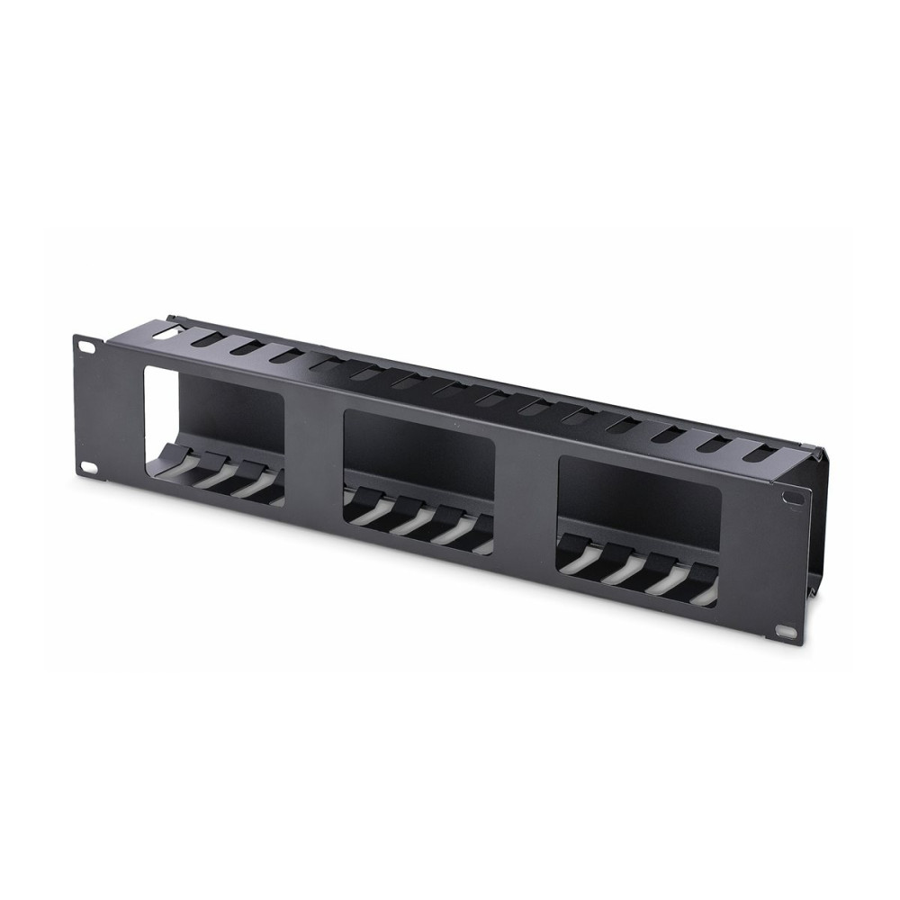Produktbild för StarTech.com 2U horisontell kanalpanel för kabelhantering med fingrar och lock för hylla - rackpanel för kabelhantering - 2U