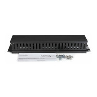 Produktbild för StarTech.com 2U horisontell kanalpanel för kabelhantering med fingrar och lock för hylla - rackpanel för kabelhantering - 2U