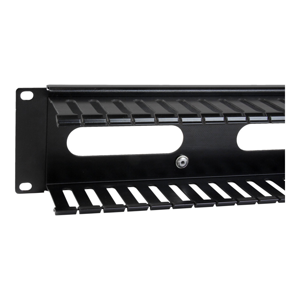 Produktbild för StarTech.com 2U horisontell kanalpanel för kabelhantering med fingrar och lock för hylla - rackpanel för kabelhantering - 2U