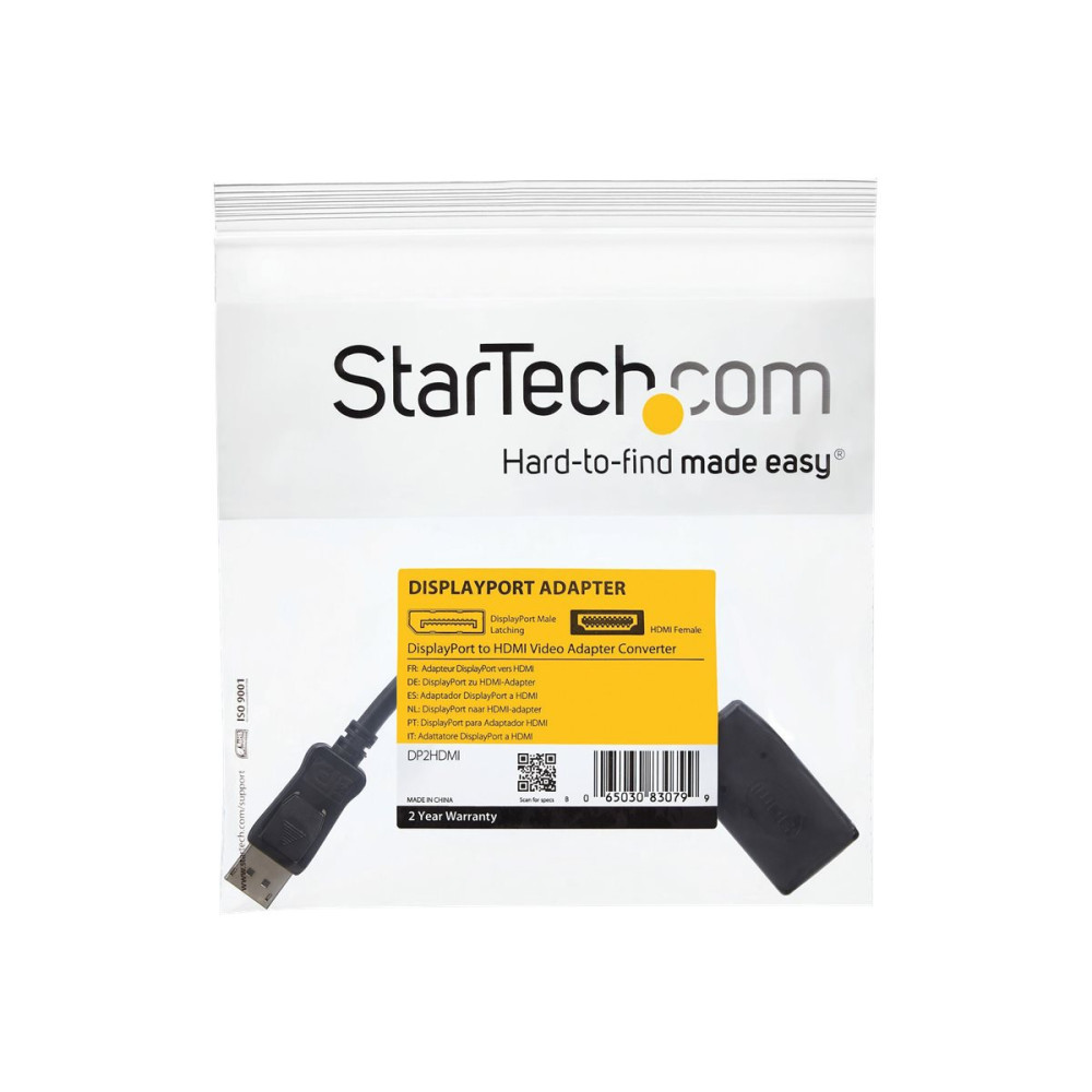 Produktbild för StarTech.com DisplayPort till HDMI-videoadapter - videokort - DisplayPort / HDMI - 24 cm