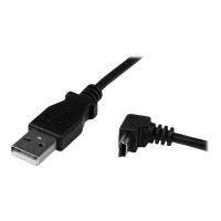 Produktbild för StarTech.com Down Angle Mini USB Cable - 2m - Black - USB A to Mini USB B - USB to Mini USB Cable - Mini USB Charger - USB A to Mini B (USBAMB2MD) - USB-kabel - USB till mini-USB typ B - 2 m