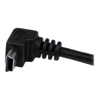 Produktbild för StarTech.com Down Angle Mini USB Cable - 2m - Black - USB A to Mini USB B - USB to Mini USB Cable - Mini USB Charger - USB A to Mini B (USBAMB2MD) - USB-kabel - USB till mini-USB typ B - 2 m