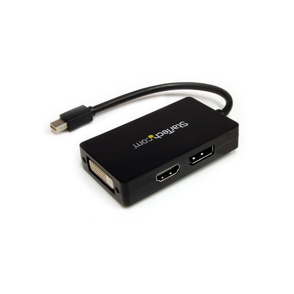 Produktbild för Startech A/V-reseadapter: 3-i-1 Mini DisplayPort till DisplayPort-, DVI- eller HDMI-konverterare - videokort - DisplayPort / HDMI / DVI - 15 cm