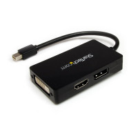 Produktbild för Startech A/V-reseadapter: 3-i-1 Mini DisplayPort till DisplayPort-, DVI- eller HDMI-konverterare - videokort - DisplayPort / HDMI / DVI - 15 cm