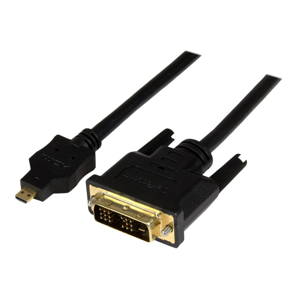 Produktbild för StarTech.com 1 m Micro HDMI till DVI-kabel - Micro HDMI till DVI-kabeladapter - Micro HDMI Type-D enhet till DVI-D Single Link monitor/skärm/projektor Videokonverterarkabel - Hållbar - adapterkabel - HDMI / DVI - 1 m