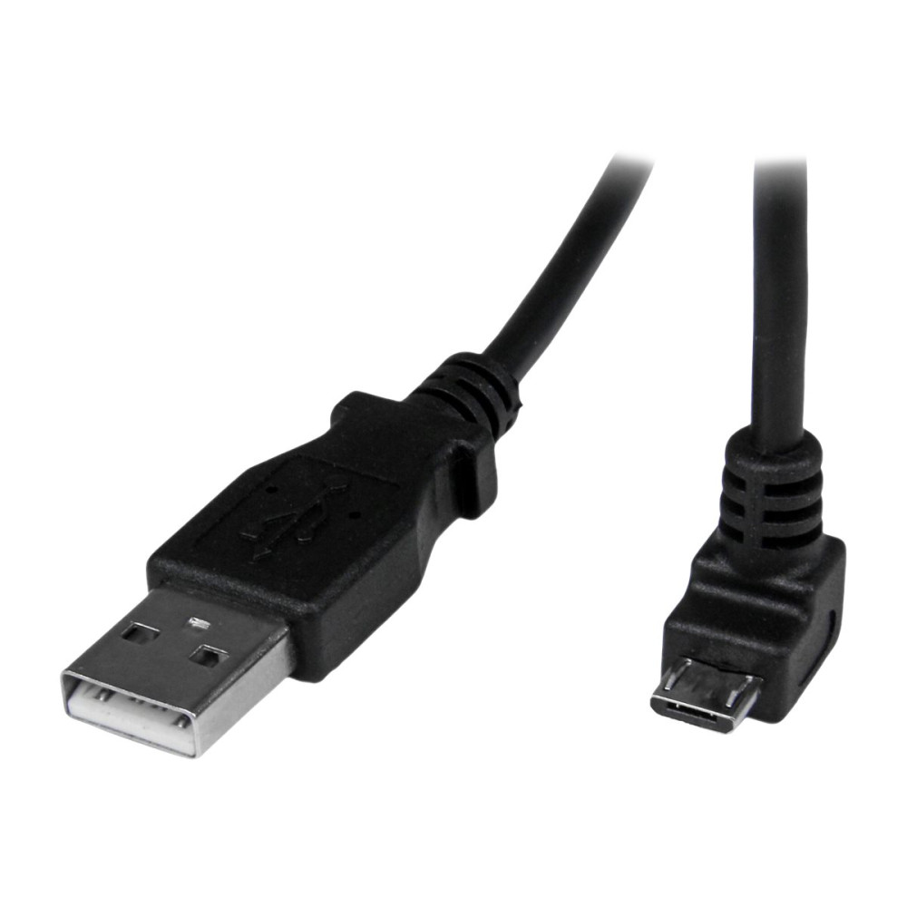 Produktbild för StarTech.com 2m Micro USB Cable Cord - A to Down Angle Micro B - Down Angled Micro USB Cable - 1x USB A (M), 1x USB Micro B (M) - Black (USBAUB2MD) - USB-kabel - mikro-USB typ B till USB - 2 m