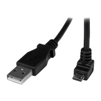 Produktbild för StarTech.com 2m Micro USB Cable Cord - A to Down Angle Micro B - Down Angled Micro USB Cable - 1x USB A (M), 1x USB Micro B (M) - Black (USBAUB2MD) - USB-kabel - mikro-USB typ B till USB - 2 m