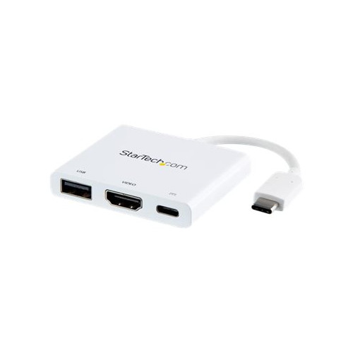 StarTech.com Startech USB-C multiportadapter med HDMI - USB 3.0-port - 60 W PD - Vit - videokort - HDMI / USB - 60 mm