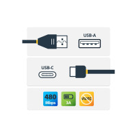 Produktbild för StarTech.com USB to USB C Cable - 1m / 3 ft - Right Angle USB Cable - USB A to USB C Cable - USB 2.0 Cable - USB Type C Cable (USB2AC1MR) - USB-kabel - USB till USB-C - 1 m