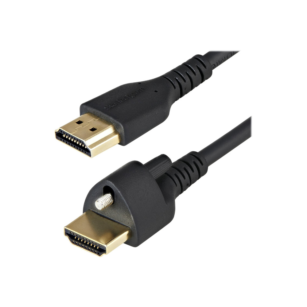 Produktbild för Startech 1m (3ft) HDMI Cable with Locking Screw, 4K 60Hz HDR 10, High Speed HDMI 2.0 Monitor Cable with Locking Screw Connector for Secure Connection, HDMI Cable with Ethernet, M/M - Adjustable M3.0 Screw (HDMM1MLS) - HDMI-kabel med Ethernet - 1 m