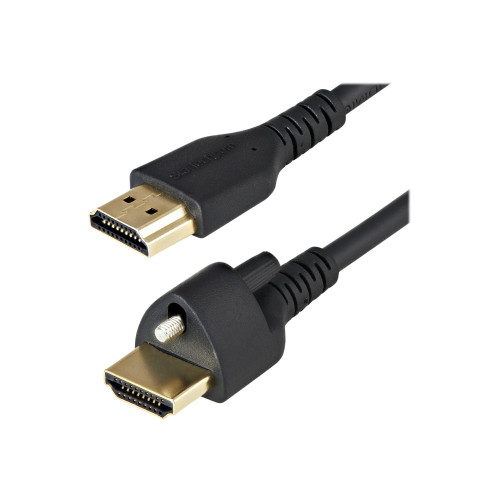 StarTech.com Startech 1m (3ft) HDMI Cable with Locking Screw, 4K 60Hz HDR 10, High Speed HDMI 2.0 Monitor Cable with Locking Screw Connector for Secure Connection, HDMI Cable with Ethernet, M/M - Adjustable M3.0 Screw (HDMM1MLS) - HDMI-kabel med Ethernet - 1 m
