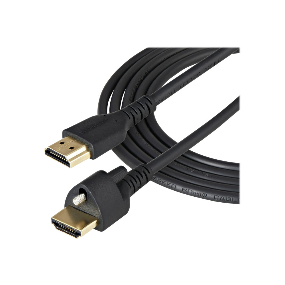 Produktbild för Startech 1m (3ft) HDMI Cable with Locking Screw, 4K 60Hz HDR 10, High Speed HDMI 2.0 Monitor Cable with Locking Screw Connector for Secure Connection, HDMI Cable with Ethernet, M/M - Adjustable M3.0 Screw (HDMM1MLS) - HDMI-kabel med Ethernet - 1 m