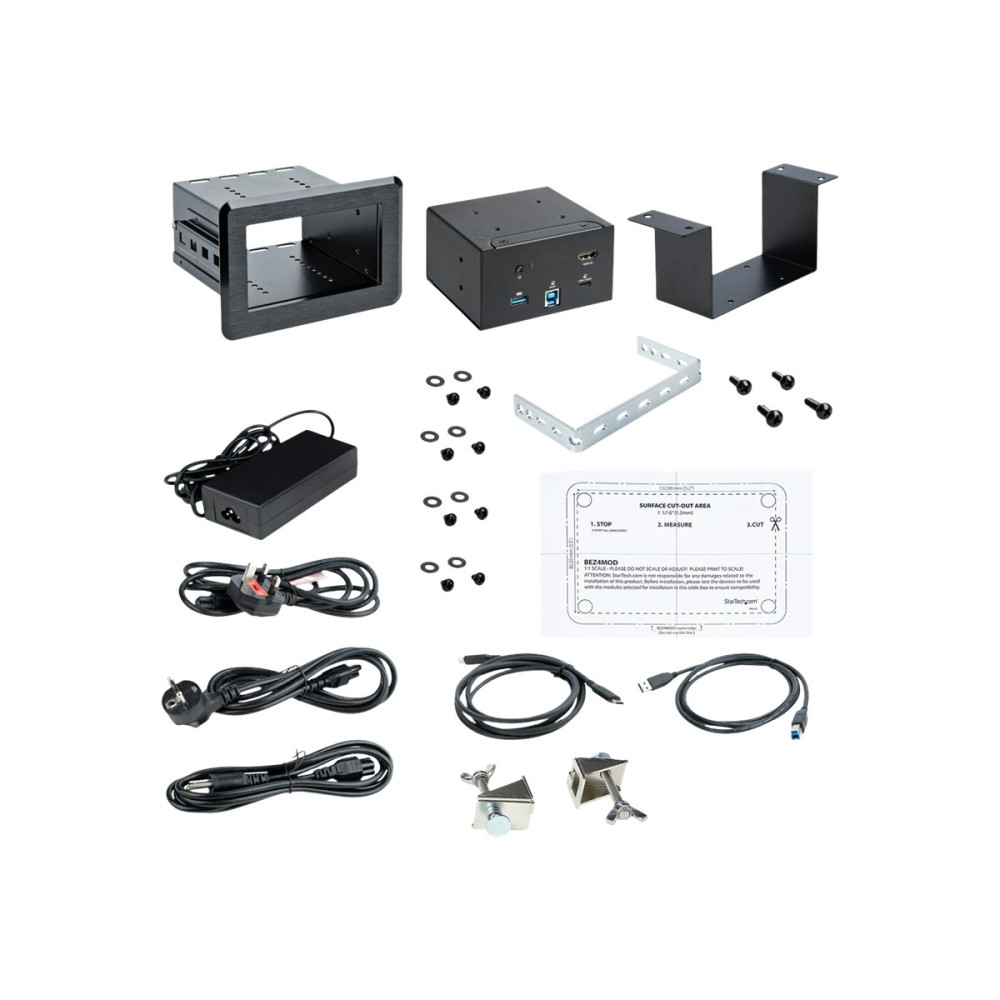 Produktbild för StarTech.com Anslutningsbox för konferensbord med dockning för bärbar dator - dockningsstation - USB-C / USB 3.0 - HDMI - 1GbE - TAA-kompatibel