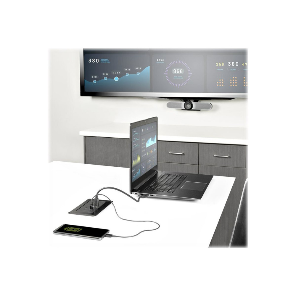 Produktbild för StarTech.com Anslutningsbox för konferensbord med dockning för bärbar dator - dockningsstation - USB-C / USB 3.0 - HDMI - 1GbE - TAA-kompatibel